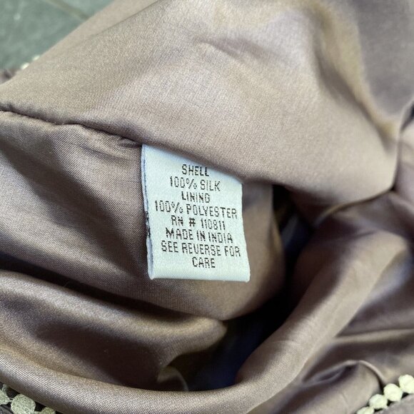 YOANA BARASCHI Pleated SILK Mauve Floral Embroidered DRESS Size 4 Y2K Shiny - Picture 10 of 12